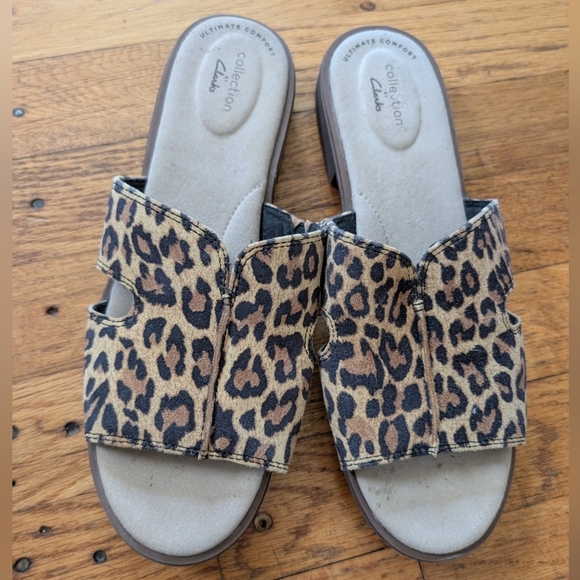 Clarks Shoes - Collection By Clarks Leopard Print Slide Sandals